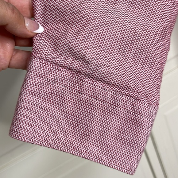 Oscar De La Renta Men’s Button Up Shirt 18 (34-35) Red Herringbone Dressy - Picture 4 of 14